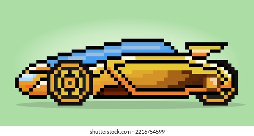 8 bit pixel modern technology, future car. Icon pixels For game assets and web icons in vector illustrations.
