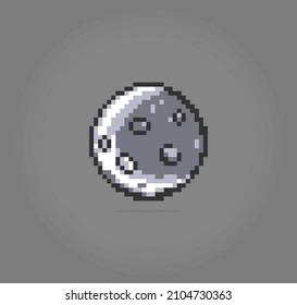 8 bit pixel moon. A planet for game assets and cross stitch patterns in vector illustrations.