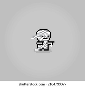 8 Bit Pixel Mummy. Ghost For Game Assets And Cross Stitch Patterns In Vector Illustrations.