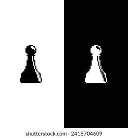 8 bit Pixel  pawn icon vector chess. Chessmen figure pixel art pieces. 