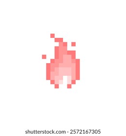 8 bit pixel pink flames for GUI images. Fire pixel in vector illustration.