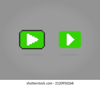 8 Bit Pixel Play Button Icon, Social Media Sign, Mobile App, Web. Video Logo Vector In Vector Illustration.