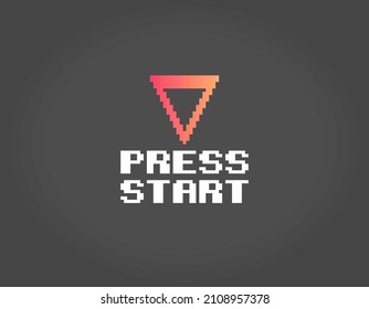 8 Bit Pixel Press Start Button, For Game Assets And Cross Stitch Patterns In Vector Illustrations.