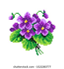 8 Bit Pixel Purple Violet Flower: стоковая векторная графика (без лицензион...