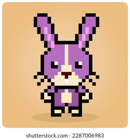 8 bit pixel a rabbit. Super hero animals in vector illustrations.