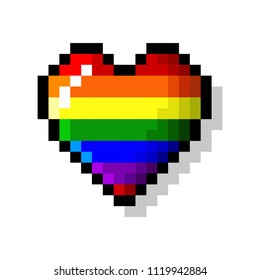 8 Bit Pixel Rainbow Heart