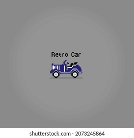 8 bit pixel retro car. classic car transport object for game assets in vector illustration.