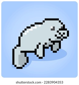 8 bit pixel of sea lion. Animal pixels for game icons. Illustration Vector Cross Stitch Pattern