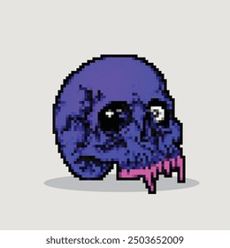 8 Bit Pixel Skull with Fang Unique Concept Vector Design Illustration