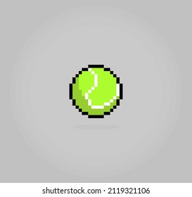 8 bit pixel tennis ball in vector illustrations for game assets and cross stitch patterns.