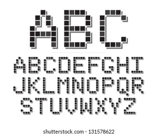  An 8 bit or pixel themed font set. Eps 10 Vector.