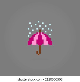 8 bit pixel umbrella for game icons. Illustration Vector Cross Stitch Pattern