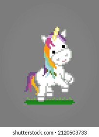 8 bit pixel unicorn colorful for game icons. Illustration Vector Cross Stitch Pattern
