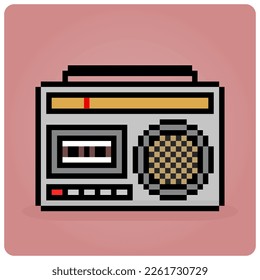 8 bit pixel Vintage radio. classic radio pixel for game asset and web icon in vector illustration.