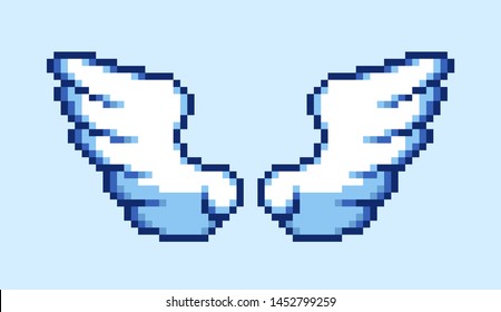 
8 bit pixel wings, vector illustration