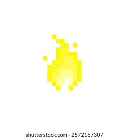 8 bit pixel yellow flames for GUI images. Fire pixel in vector illustration.