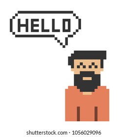 8 bit pixelart beard man