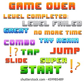 8 Bit Pixelart Custom Messages for Mobile Game Assets