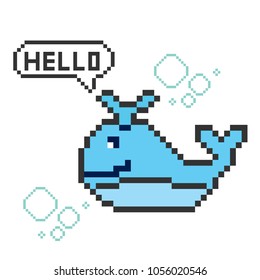 8 bit pixelart whale 