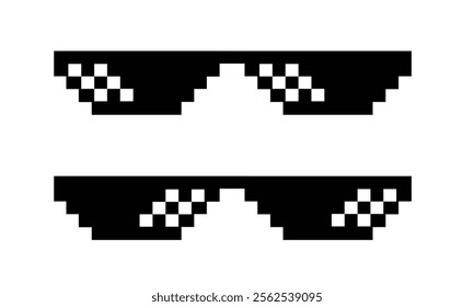 8 bit pixelate glasses vector, boss, thug life, gangster, cool, viral meme icon