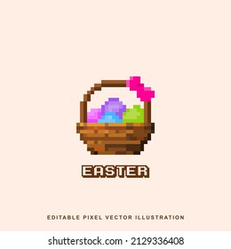 8 bit pixelated Easter egg vector with pixel lettering