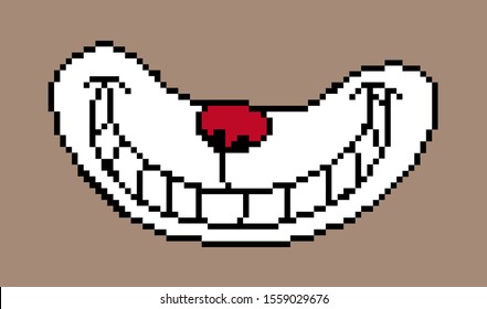 8 bit pixelated smile of a Cheshire cat. vector illustration svg