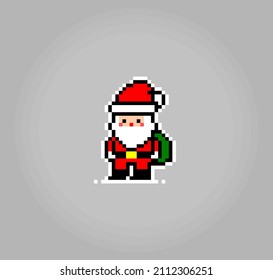 Píxeles de 8 bits de pegatina santa. para juegos de activos y patrones Cross Stitch en ilustraciones vectoriales.