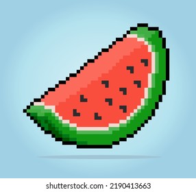 8 bit pixels watermelon slices. Fruit pixels for game icons. Illustration of Stitch Cross Vector Pattern