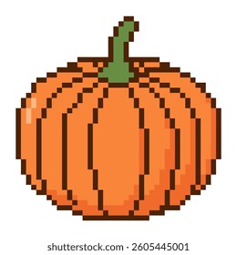 8 bit pumpkin. Pixel art object. Old school vintage game graphic