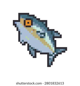 8 bit retro aquatic fish vector digital asset. suitable for game asset and icon