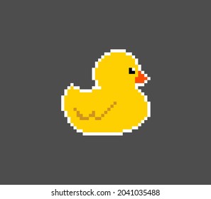 8 bit rubber duck pixels. animal vector illustration