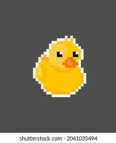 8 bit rubber duck pixels. animal vector illustration