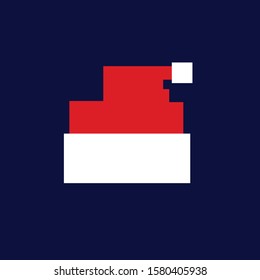 8 bit santa hat. Festive christmas illustration. Vector.