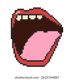 Ícone de boca de 8 bits. Objeto Pixel art. Gráficos retrô de videogame dos anos 80 e 90