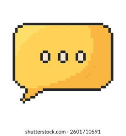 8 bit speech bubble icon. Pixel art object. Old school computer graphic style