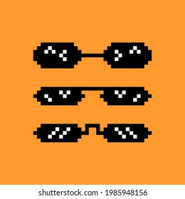 8 bit sunglasses for gangster and thug, bad guy. Internet meme material.