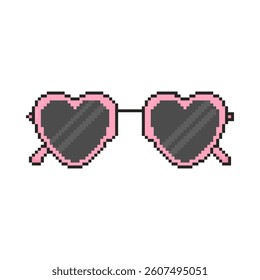 8 bit sunglasses icon. Pixel art object. Retro 80s,90s video game graphics
