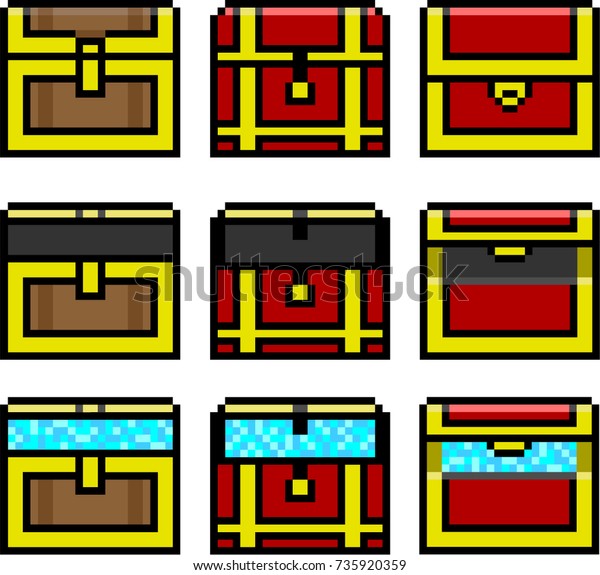 8 Bit Treasure Chest Pixel Art 스톡 벡터(로열티 프리) 735920359 | Shutterstock