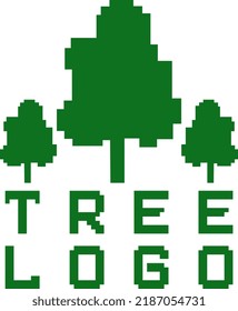 8 bit tree logo illustration,pixel vector design