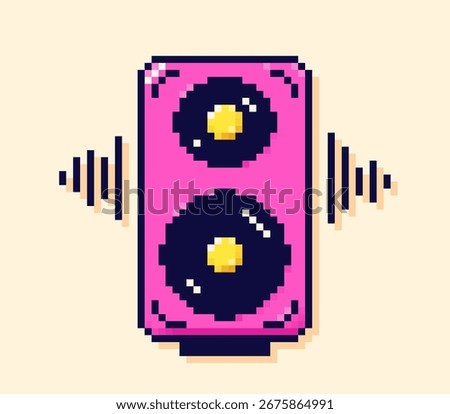 8 bit Y2K pixel color speaker with audio tracks.