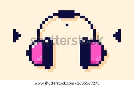 8 bit Y2K pixel headphones with audio tracks.