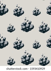 8 Bits, Pixel Smoke Blast, Vector Illustration. Seamless Pattern