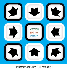 8 black arrow directions set. vector