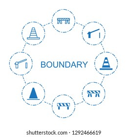 8 boundary icons. Trendy boundary icons white background. Included filled and outline icons such as barrier, cone. boundary icon for web and mobile.