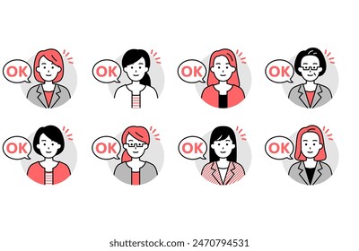 8 business women icon pattern (OK)