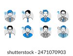 8 businessmen icon pattern (negative)