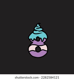 8 del alfabeto vector de la tarta y número