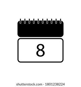 8 Calendar icon. Flat design style.Modern flat Web site page and mobile app design vector element.