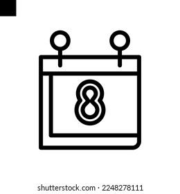 8 calendar icon line style vector