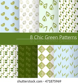 8 chic modern pattern. Green leaf always use in multiple way.